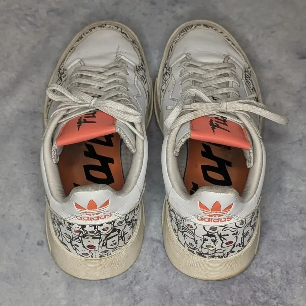 Adidas × Fiorucci Supercourt Lipstick Leather Sneakers in White, Women's Size 8